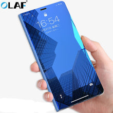Load image into Gallery viewer, Clear View Flip Case For iphone XS XS Max XR X 8 7 6S 6 Plus Mirror Leather+PC Stand Cover For Samsung S8 S9 Plus A7 2018 Case - Rasmarv