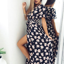 Load image into Gallery viewer, Summer Elegance Floral Print Maxi Dress | V-Neck with Sexy Side Split - Rasmarv