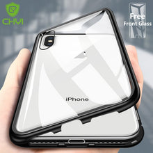 Load image into Gallery viewer, CHYI Built - in Magnetic Case for iPhone X Clear Tempered Glass Magnet Adsorption Case for iPhone 8 7 Plus glass Back Cover bumper - Rasmarv