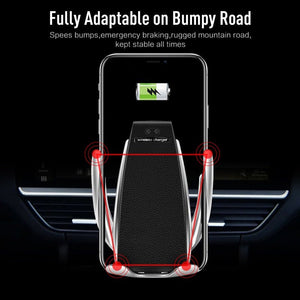 Automatic Clamping Wireless Car Charger Air Vent Phone Holder 360 Degree Rotation USB Charging Mount Bracket - Rasmarv