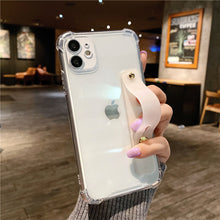 Load image into Gallery viewer, Wrist Strap Transparent Phone Case For iPhone 11 11Pro Max XR XS Max X 7 8 Plus 11Pro 12 Pro Fluorescent Color Soft Back Cover eprolo