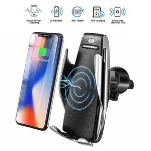 Automatic Clamping Wireless Car Charger Air Vent Phone Holder 360 Degree Rotation USB Charging Mount Bracket - Rasmarv