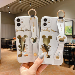 Cartoon Gilded Back Mickey Is Suitable For iPhone11 / 12pro Mobile Phone Case 13 Wristband Support 13promax - Rasmarv