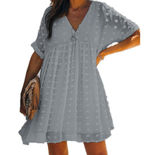 Load image into Gallery viewer, Casual V - Neck Jacquard Dress | Mid - Length with Short Sleeves for Summer - Rasmarv