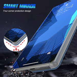 Clear View Flip Case For iphone XS XS Max XR X 8 7 6S 6 Plus Mirror Leather+PC Stand Cover For Samsung S8 S9 Plus A7 2018 Case - Rasmarv