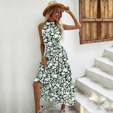 Load image into Gallery viewer, Elegant Summer Halter Dress | French Style with Sleeveless Slit Print - Rasmarv