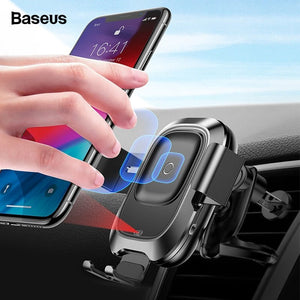 Baseus Qi Car Wireless Charger For iPhone Xs Max Xr X Samsung S10 S9 Intelligent Infrared Fast Wirless Charging Car Phone Holder - Rasmarv