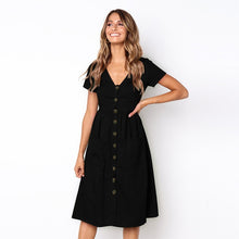 Load image into Gallery viewer, Summer Essentials: V-Neck Boho Dress with Buttons and Pockets - Rasmarv