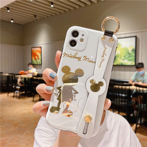 Cartoon Gilded Back Mickey Is Suitable For iPhone11 / 12pro Mobile Phone Case 13 Wristband Support 13promax - Rasmarv