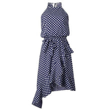 Load image into Gallery viewer, Elegant Sleeveless Ruffle Sundress | Polka Dot Print with Lace - Up Waist - Rasmarv