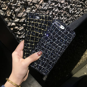 Luxury Bling Glitter Phone Cases For iPhone 7 8 6 6S Plus Woman Fashion Diamond Grid Back Cover