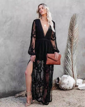 Load image into Gallery viewer, Women’s V-Neck Lace Chiffon Dress | Perfect for Spring and Summer Elegance - Rasmarv