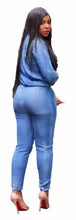 Load image into Gallery viewer, Adogirl Vintage Plus Size Jeans Jumpsuit Turn Down Collar Long Sleeve Bandage Denim Rompers Women Bodysuits Combinaison S - 3XL - Rasmarv