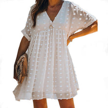 Load image into Gallery viewer, Casual V-Neck Jacquard Dress | Mid-Length with Short Sleeves for Summer