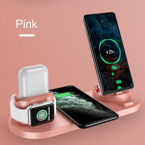 6 in 1 Wireless Charger Dock Station for iPhone/Android/Type - C USB Phones 10W Qi Fast Charging For Apple Watch AirPods Pro - Rasmarv