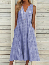 Load image into Gallery viewer, Casual Summer Stripe Dress | Sleeveless V - Neck with Functional Pockets - Rasmarv