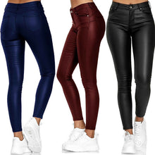 Load image into Gallery viewer, High Waist Solid Leather Casual Pants: Stylish and Comfortable Women&#39;s Fashion