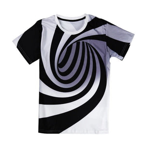 Black And White Vertigo Hypnotic Printing T Shirt Unisex Funny Short Sleeved Tees Men/women Tops Men's 3D T-shirt - Rasmarv