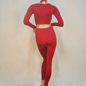 2 pieces long sleeve bandage Sets Sexy Crop Tops And Pants Sets Party Sexy Bodycon Bandage Dress - Rasmarv