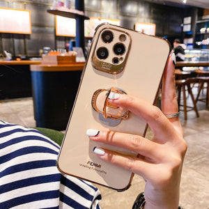 Boucho Luxury electroplating phone case for iphone 12 Pro MAX 11 Pro XS XR X SE 6 6s 7 8 plus 12Mini Phone Holder Ring Grip Case - Rasmarv