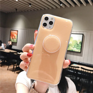 Candy Color Stand Holder Phone Case For iPhone 12 11 13 Pro Max XR XS Max X 6S 7 8 Plus 12 13 Pro Glitter Love Heart Back Cover