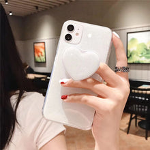 Load image into Gallery viewer, Candy Color Stand Holder Phone Case For iPhone 12 11 13 Pro Max XR XS Max X 6S 7 8 Plus 12 13 Pro Glitter Love Heart Back Cover