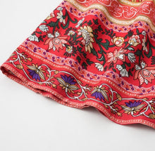 Load image into Gallery viewer, Elegant Boho Floral Mini Sundress | V-Neck with Ruffle and Bandage Accents - Rasmarv