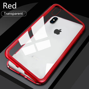 CHYI Built - in Magnetic Case for iPhone X Clear Tempered Glass Magnet Adsorption Case for iPhone 8 7 Plus glass Back Cover bumper - Rasmarv