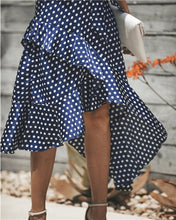 Load image into Gallery viewer, Elegant Sleeveless Ruffle Sundress | Polka Dot Print with Lace - Up Waist - Rasmarv