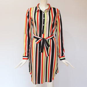 Elegant Striped Chiffon Shirt Dress | Long Sleeve Boho Party Dress for Summer - Rasmarv