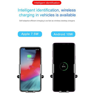 Baseus Qi Car Wireless Charger For iPhone Xs Max Xr X Samsung S10 S9 Intelligent Infrared Fast Wirless Charging Car Phone Holder - Rasmarv