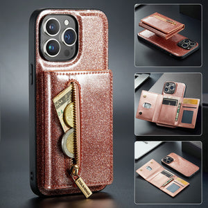 M3 For iPhone 14 Pro Max Glitter Wallet Protective Case iPhone 14 Pro Two In One Magnetic Phone Case - Rasmarv