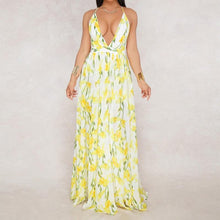 Load image into Gallery viewer, Vibrant Print Boho Party Dress | Deep V-Neck and Backless Summer Maxi - Rasmarv