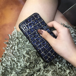 Luxury Bling Glitter Phone Cases For iPhone 7 8 6 6S Plus Woman Fashion Diamond Grid Back Cover - Rasmarv
