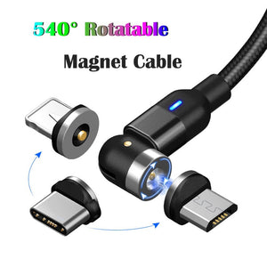540 Degree Rotatable Apple Magnetic Charger For iPhone Cable USB C Magnetic Micro USB Cable Type C Gaming Cord Wire For Charging - Rasmarv