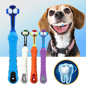 Ultimate Pet Dental Care: 3-Sided Dog Toothbrush for Fresh Breath, Tartar-Free Teeth - Soft Bristles, Rubber Grip - Cat & Dog Dental Tool eprolo