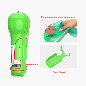 Portable-Travel Pet-Dog Accessories-Dispenser Lightweight - 4 in1 Leakproof Dog Water Bottle Dispenser with Garbage Bag, Scooper and Food Container fo - Rasmarv