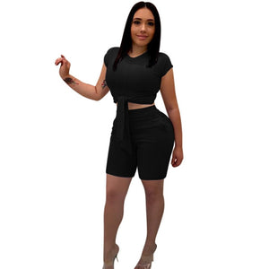 Sexy  Crop Short Top and Slim Shorts Set. Curvy size eprolo