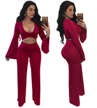 Load image into Gallery viewer, Spring two piece set Women tracksuit Plus size Sexy Solid color Crop Top Tight cropped tops Long Pant eprolo
