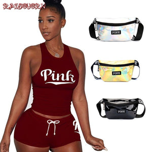 Letters Print Tank Top Shorts Two Piece Set Round Neck Sexy Sleeveless Women Outfits Summer Sporting 2 Piece Set eprolo