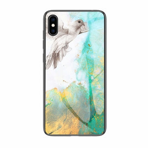 Luxury Marble Phone Case for iPhone X Xs Max Glass PC pigeon Back Cover Silicone Soft Edge Coque Case for iPhone XS Max XR Case eprolo