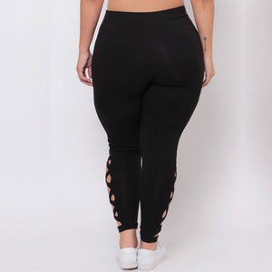 Plus size leggings Women Elastic Leggings Solid Criss-Cross Hollow Out leggings eprolo