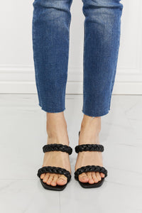 MMShoes In Love Double Braided Block Heel Sandal in Black Trendsi