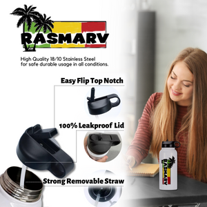 RASMARV  Vacuum-Insulated Stainless Steel Water Bottle,  32 oz White Graphic