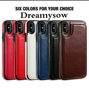 Card Slot Holder Cover Case For iPhone 8 7 6 6S Plus X 10 XS SE 5S 5 For Samsung Note8 S8 Plus S7 Edge Luxury Retro Leather Bag eprolo