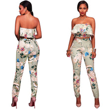 Load image into Gallery viewer, Summer Women Clothes Plus size Flower two piece set Print off shoulder crop top Ruffles cropped Tops Pants Pattern suit eprolo