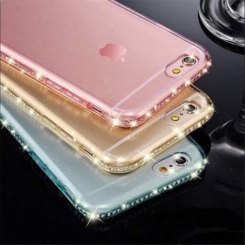 Diamond Bling Transparent Phone Case Cover for iPhone 6 6S 8 7 Plus Soft TPU Clear Cover For iPhone X XR XS Max 5 5s SE eprolo