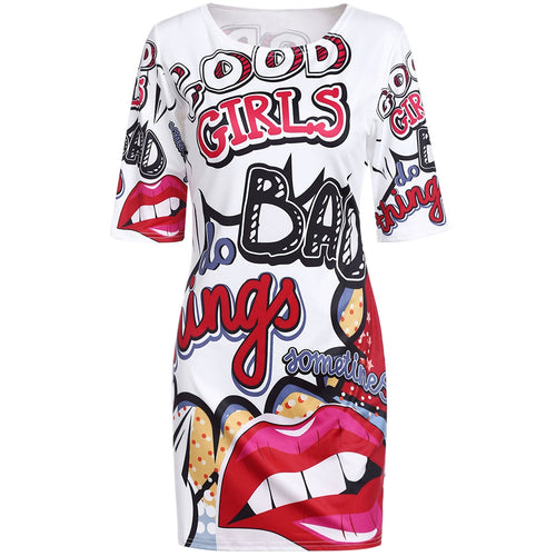 Plus Size Funny Print T Shirt Dress eprolo