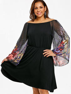 Plus Size Flower Printed Party Dress eprolo