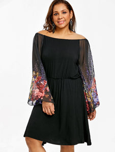 Plus Size Flower Printed Party Dress eprolo